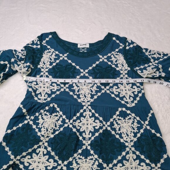 Anthropologie Kindred Babydoll Blouse Sz S Crochet Embroidered Boho Artsy Hippie - Picture 10 of 15
